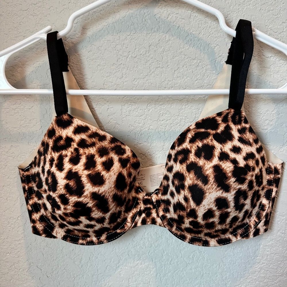 Soma Tan Black Animal Print Vanishing 360 Full Perfect Coverage Bra - 34C - EUC